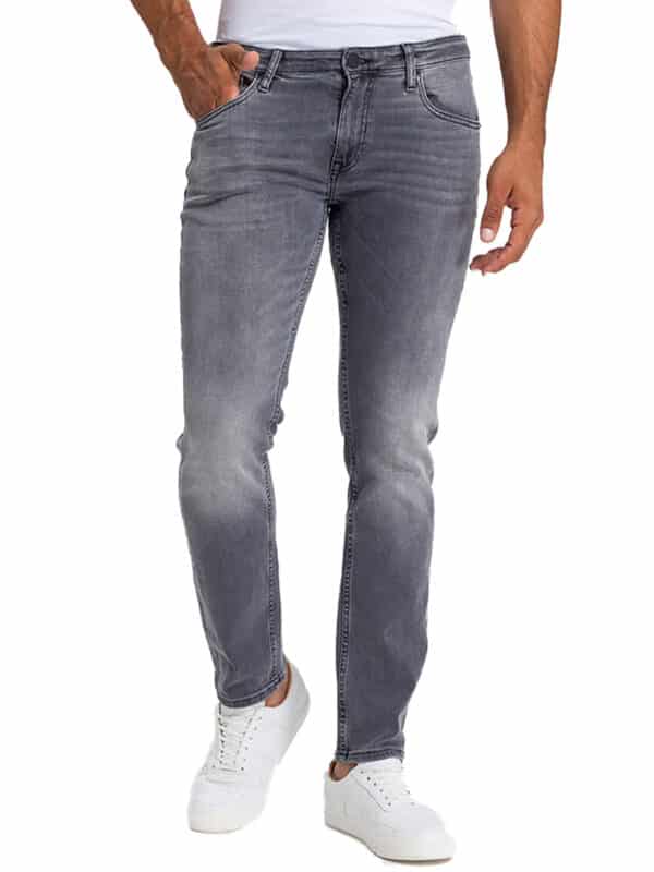 Cross Jeans Herren Jeans Damien - Slim Fit - Grau - Grey Used