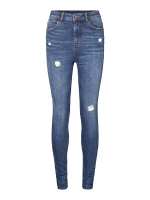 Noisy May Damen Jeans NMVICKY NW SKINNY DES JEANS BA052MB - Skinny Fit - Blau - Medium Blue Denim