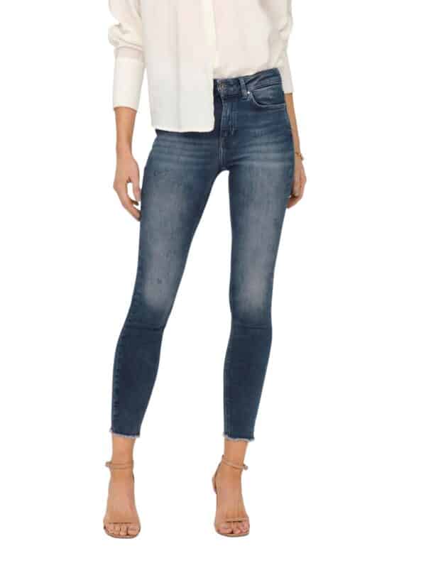 Only Damen Jeans ONLBLUSH LIFE MID SK ANK RW REA422 - Skinny Fit - Blau -Special Blue Grey Denim