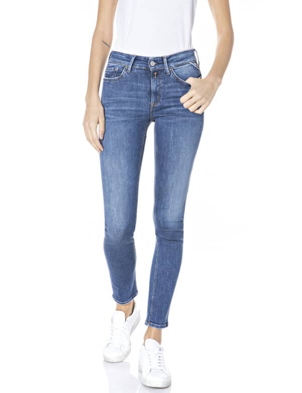 Replay Damen Jeans Luzien - Skinny Fit - Blau -Mid Blue