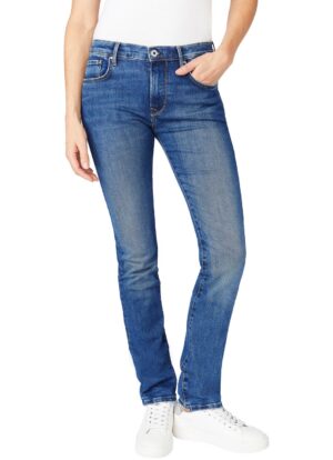 Pepe Jeans Damen Jeans New Brooke - Slim Fit - Blau - Medium Dark Wiser