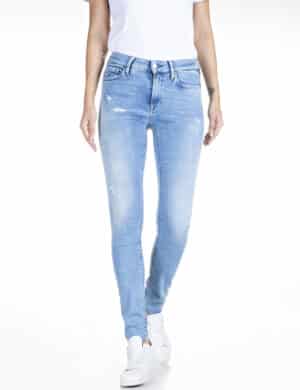 Replay Damen Jeans Luzien - Skinny Fit - Blau - Mid Blue Denim