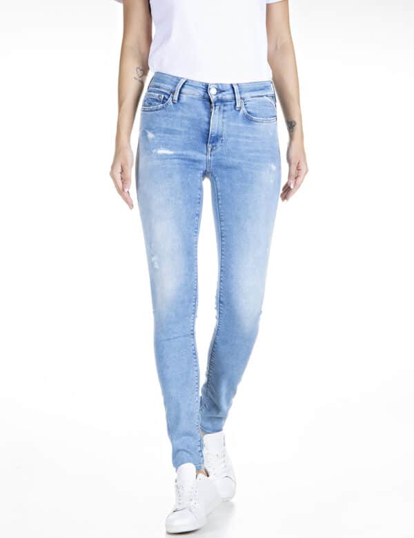 Replay Damen Jeans Luzien - Skinny Fit - Blau - Mid Blue Denim