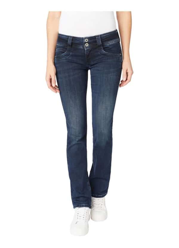 Pepe Jeans Damen Jeans Gen - Regular Fit - Blau - Blue Black Wiser