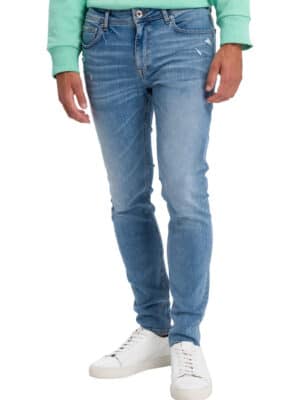 Cross Jeans Herren Jeans Scott - Skinny Fit - Blau - Light Blue Destroyed