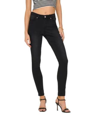 Only Damen Jeans ONLWAUW MID SK BJ1097 Skinny Fit - Schwarz - Washed Black