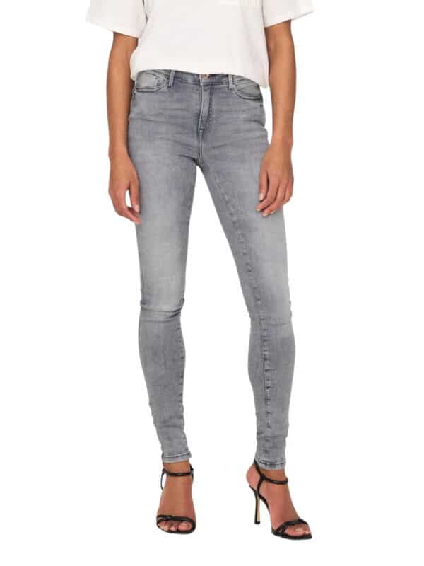 Only Damen Jeans ONLPOWER MID PUSH UP SK AZG937 - Skinny Fit - Grau - Grey Denim