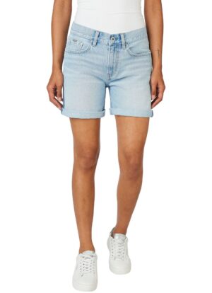 Pepe Jeans Damen Jeans Short MABLE - Regular Fit Blau - Light Blue Denim