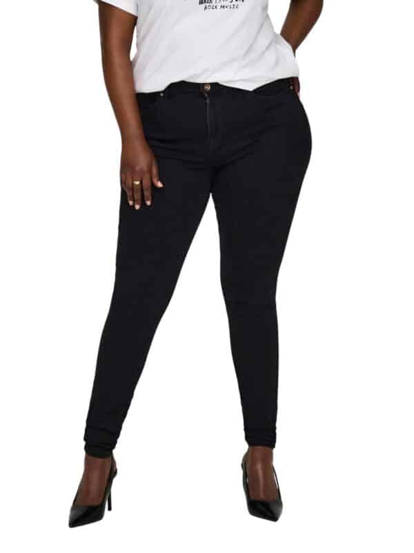 Carmakoma by Only Damen Jeans CARPOWER REA3659 - Skinny Fit - Schwarz - Black Denim - Plus Size