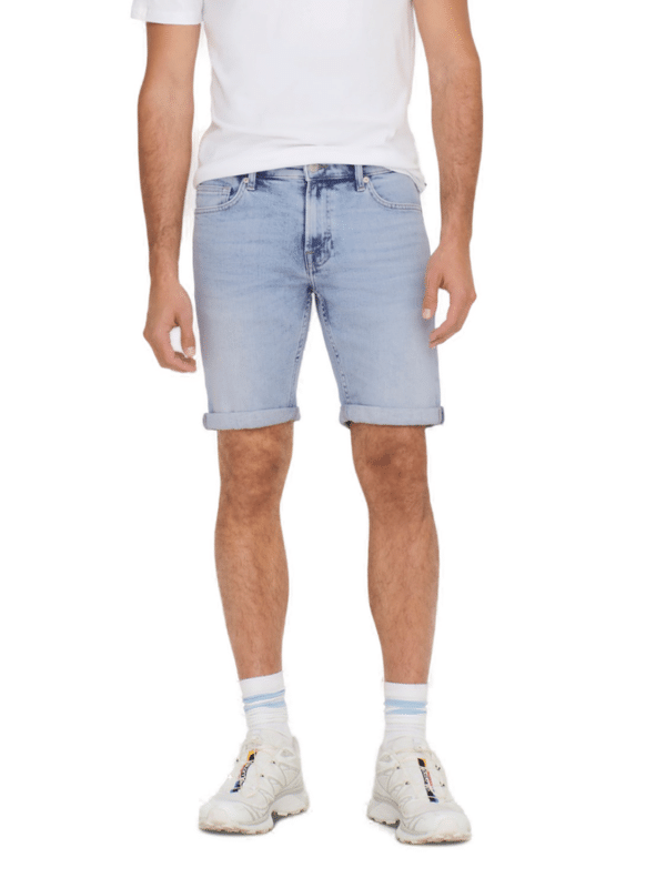 Only & Sons Herren Jeans Short ONSPLY 5189 - Regular Fit - Blau - Light Blue Denim