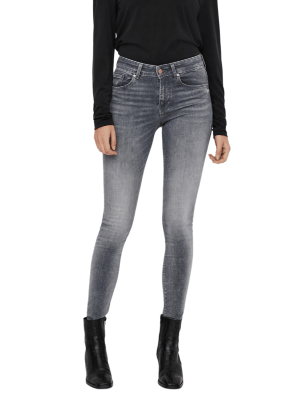 Vero Moda Damen Jeans VMLUX RI201 Slim Fit - Grau - Medium Grey Denim