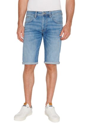 Pepe Jeans Herren Jeans Short STRAIGHT SHORT - Regular Fit - Blau - Mid Blue Denim