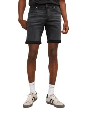 Jack & Jones Herren Jeans Short JJIRICK JJFOX CB 344- Regular Fit - Schwarz - Black Denim